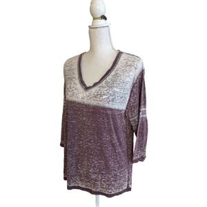 Purple and White washed out V neck T-shirt